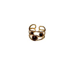 Tiger's Eye Beaded Cuff Ring