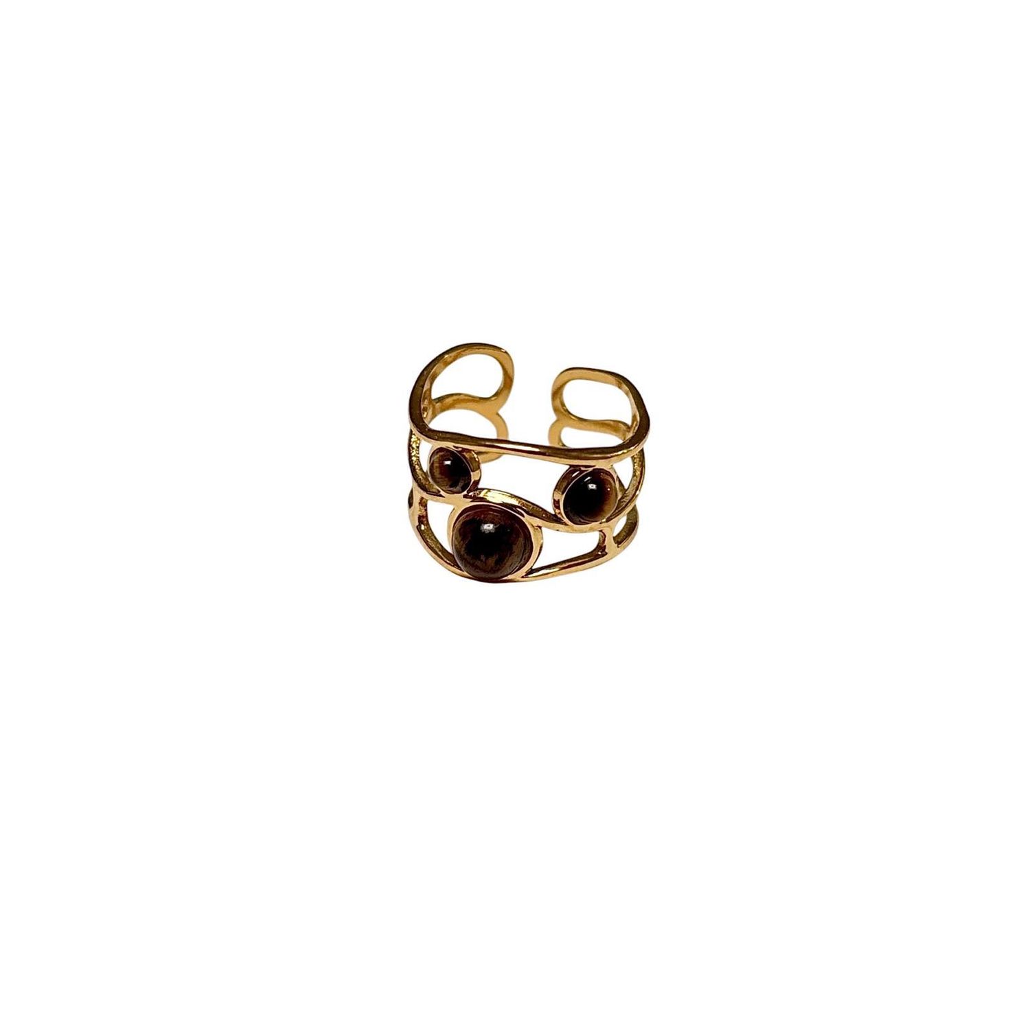 Tiger's Eye Beaded Cuff Ring