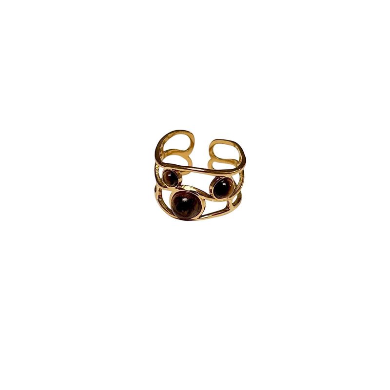 Tiger's Eye Beaded Cuff Ring