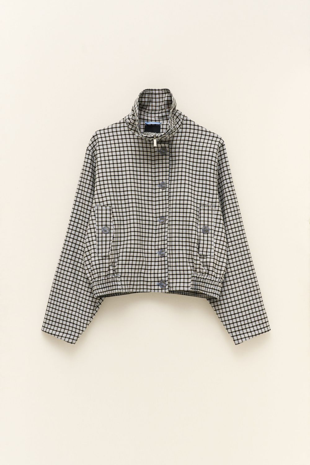 Short Checked Wool Blend Jacket Short Checked Wool Blend Jacket