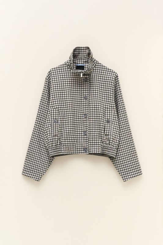 Short Checked Wool Blend Jacket