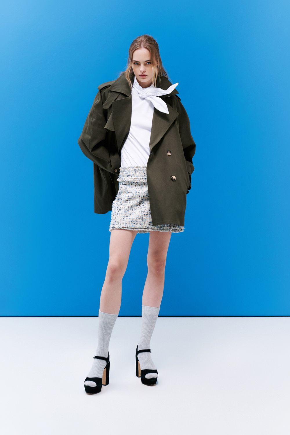 Bouclé Mini Skirt - Blue Bouclé Mini Skirt - Blue