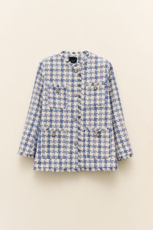 Houndstooth Tweed Jacket - Blue