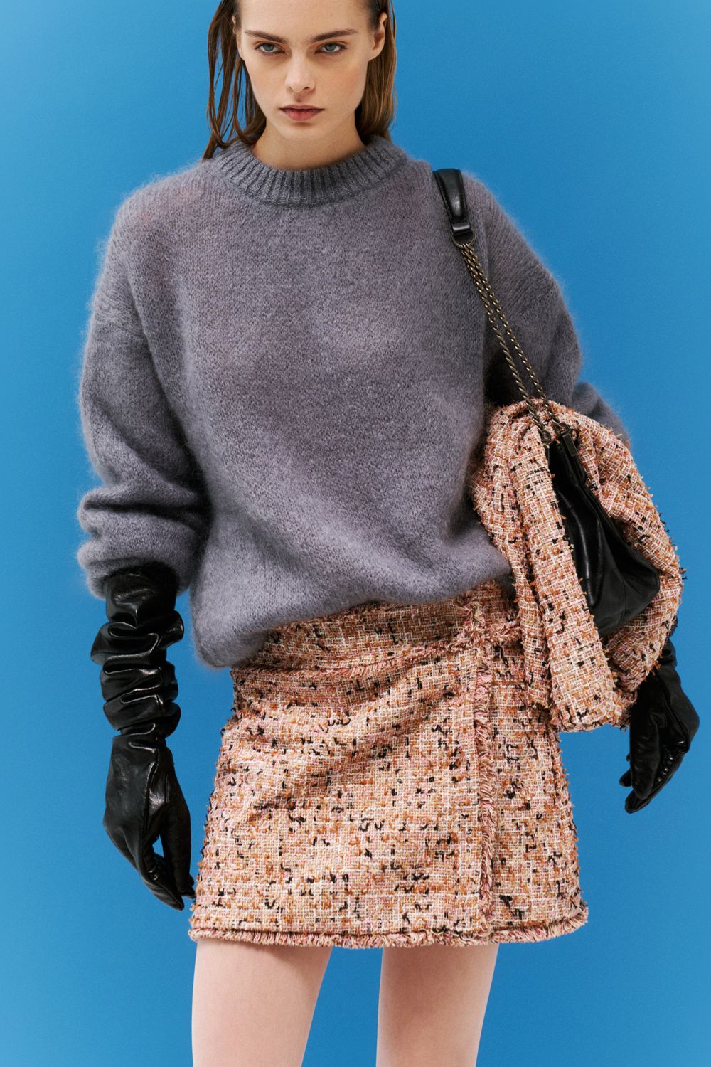 Bouclé Mini Skirt - Pink Bouclé Mini Skirt - Pink