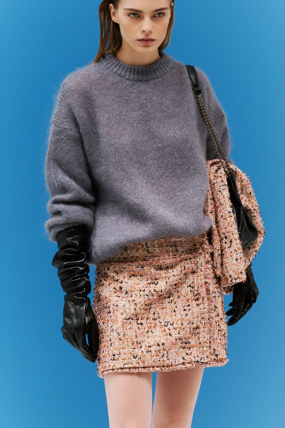 Bouclé Mini Skirt - Pink Bouclé Mini Skirt - Pink