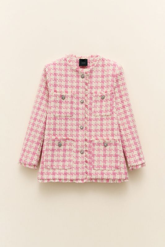 Houndstooth Tweed Jacket - Pink