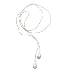 Mini Rose Quartz Beaded Lariat with Shell Pendant