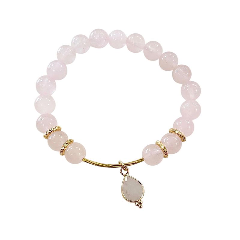 Rose Quartz Beaded Bracelet Drop Pendant