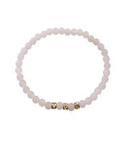 Rose Quartz Mini Beaded Brass Bracelet