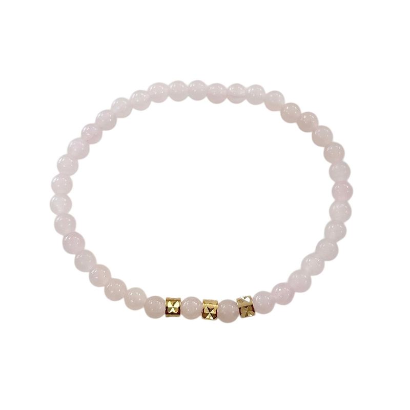 Rose Quartz Mini Beaded Brass Bracelet