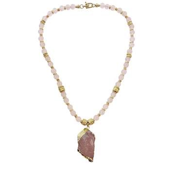 Large Rose Quartz Pendant Necklace