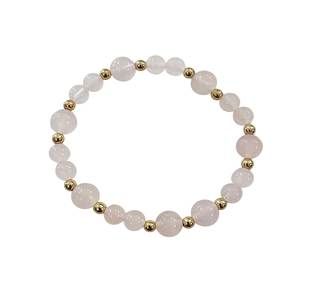 Rose Quartz Round Beaded Bracelet