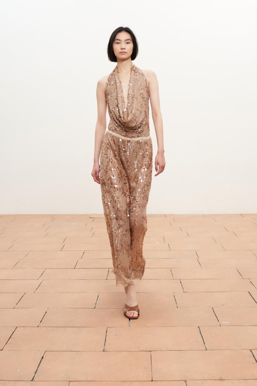 Sequin Midi Skirt - Gold