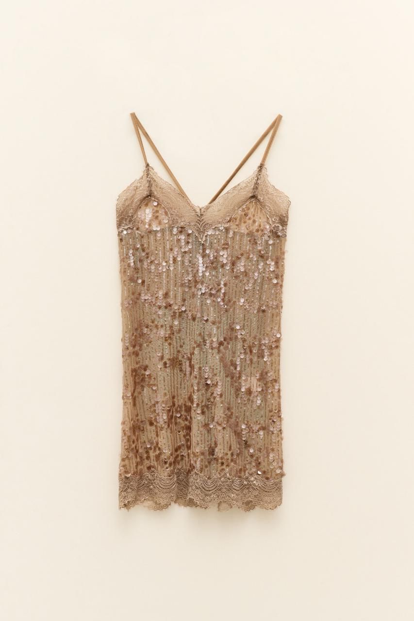 Sequin Mini Dress - Gold