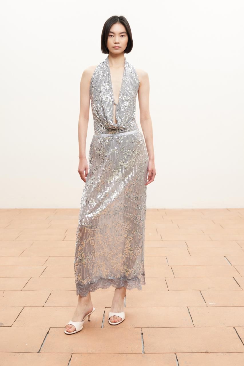 Sequin Halter Bodysuit - Silver Sequin Halter Bodysuit - Silver