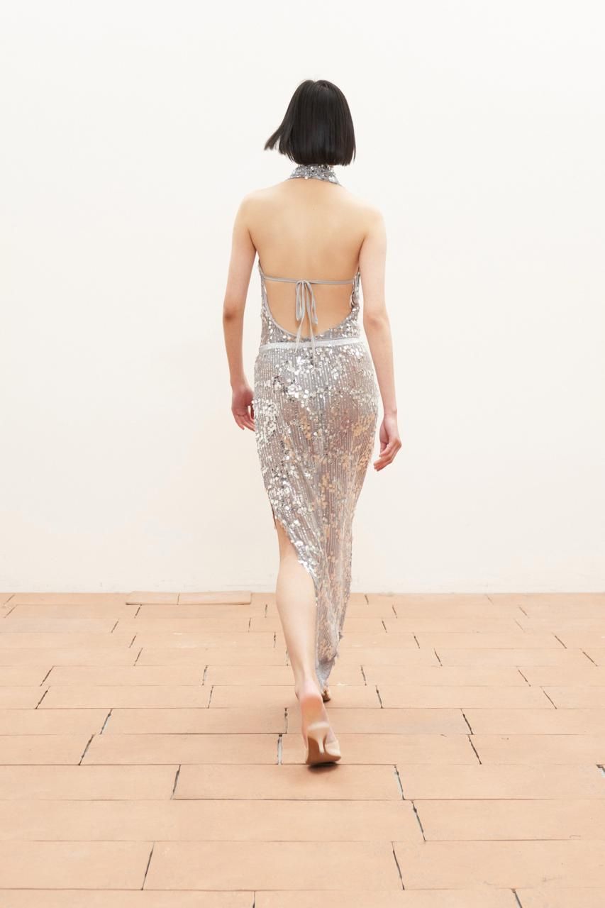 Sequin Halter Bodysuit - Silver Sequin Halter Bodysuit - Silver