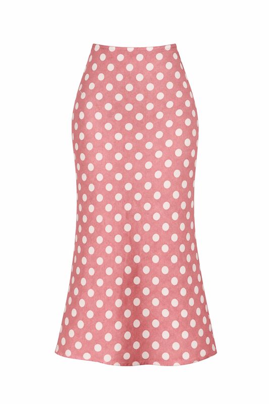 Viscose Printed Midi Skirt - Polka Dot