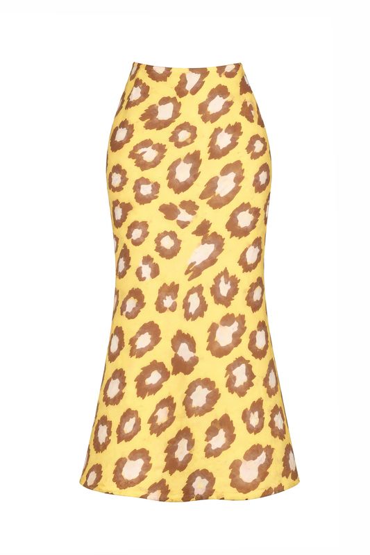 Viscose Printed Midi Skirt - Abstract Animal