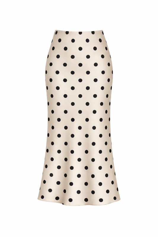 Viscose Midi Skirt - Black Polka Dot
