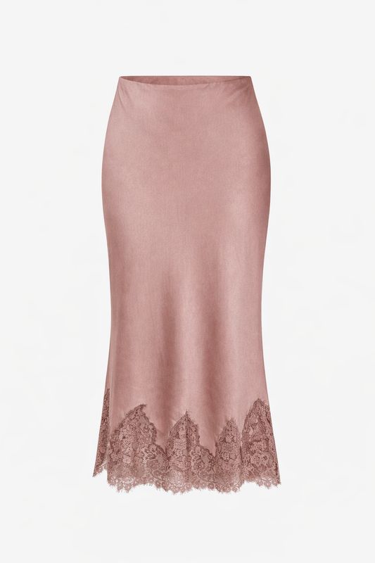 Lace Trim Viscose Skirt