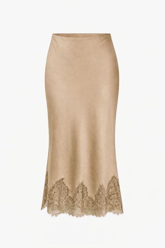 Lace Trim Viscose Skirt