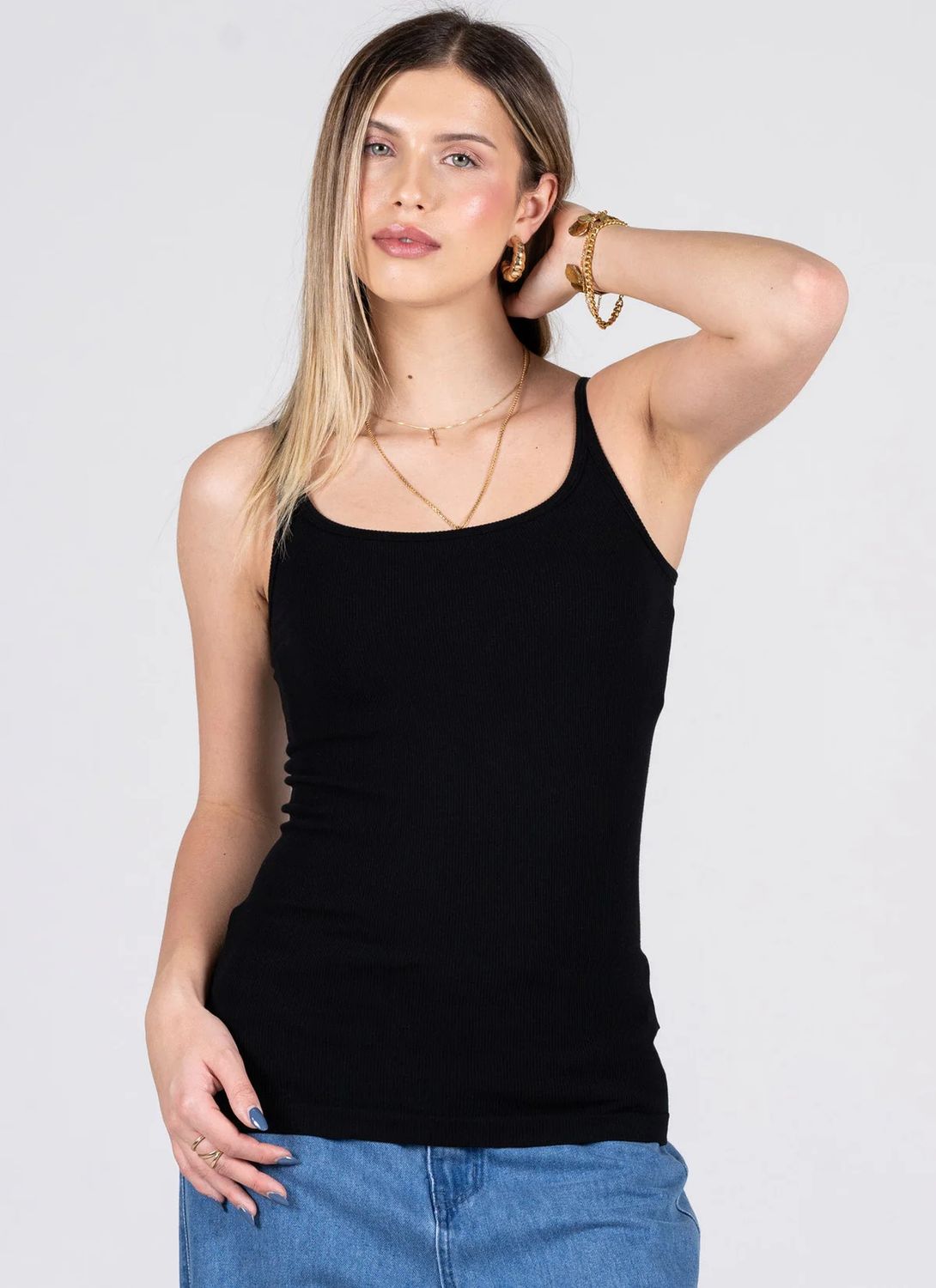 Bamboo Low Cut Cami, Color: Black