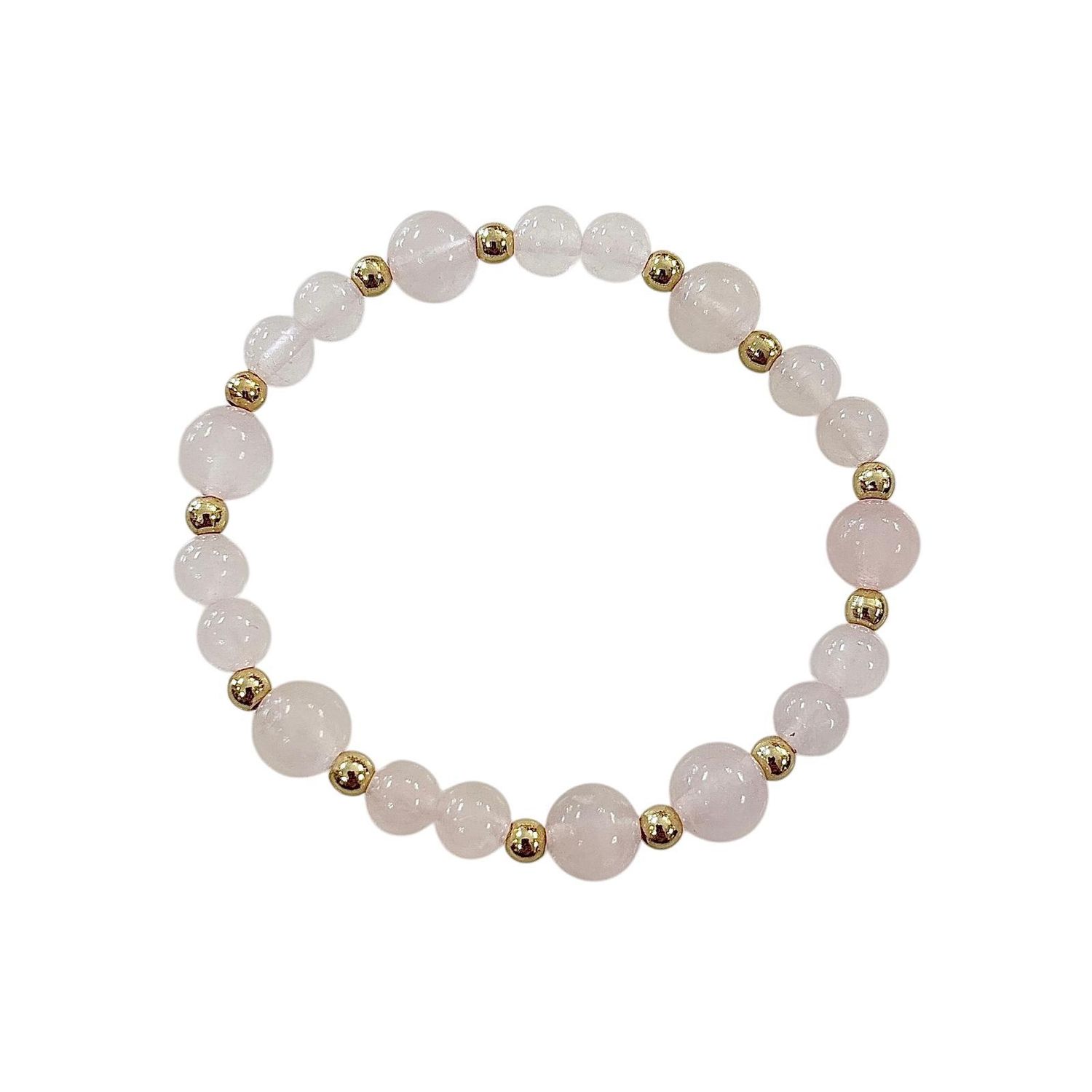 Rose Quartz Brass Beaded Bracelet