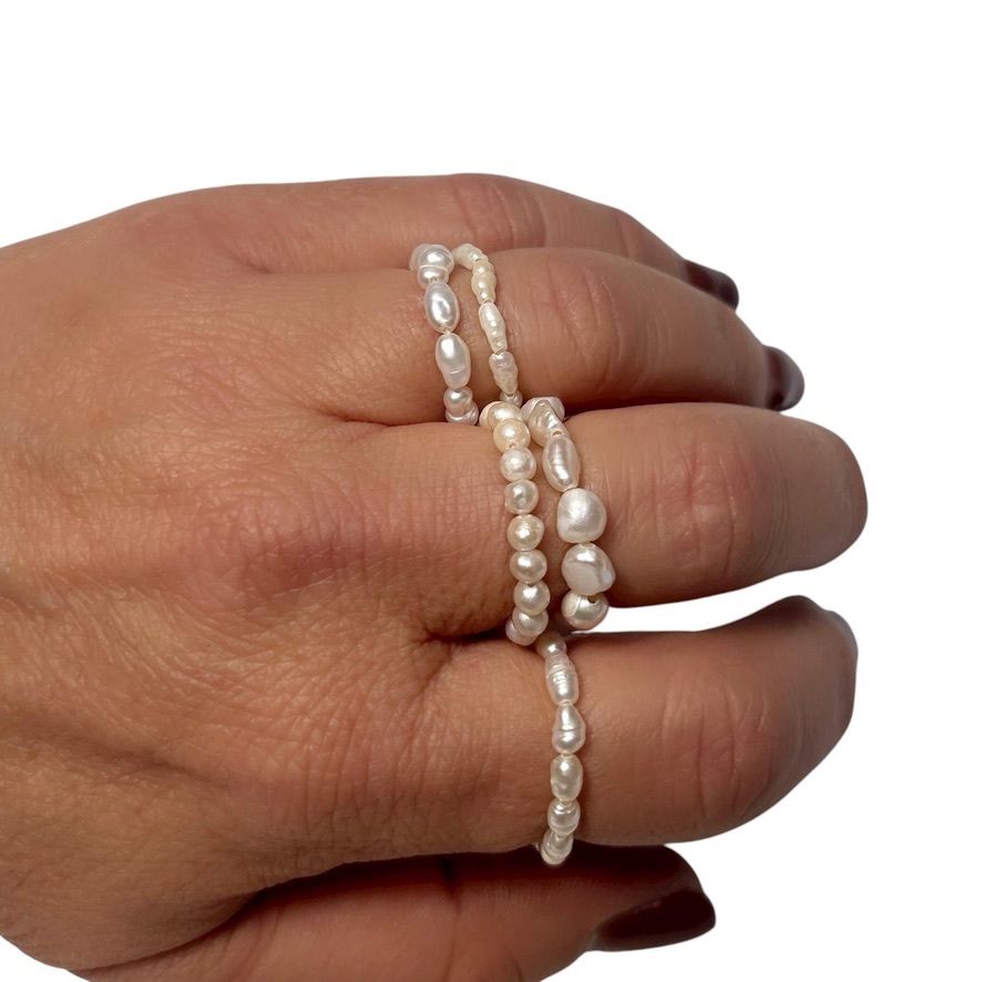 Fresh Water Pearl Stretch Ring, Size: XS
