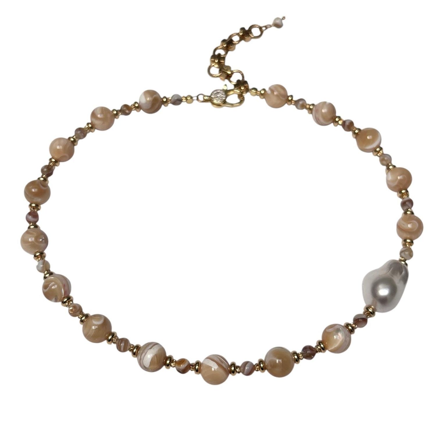Natural Trochus Large Shell Beaded Necklace