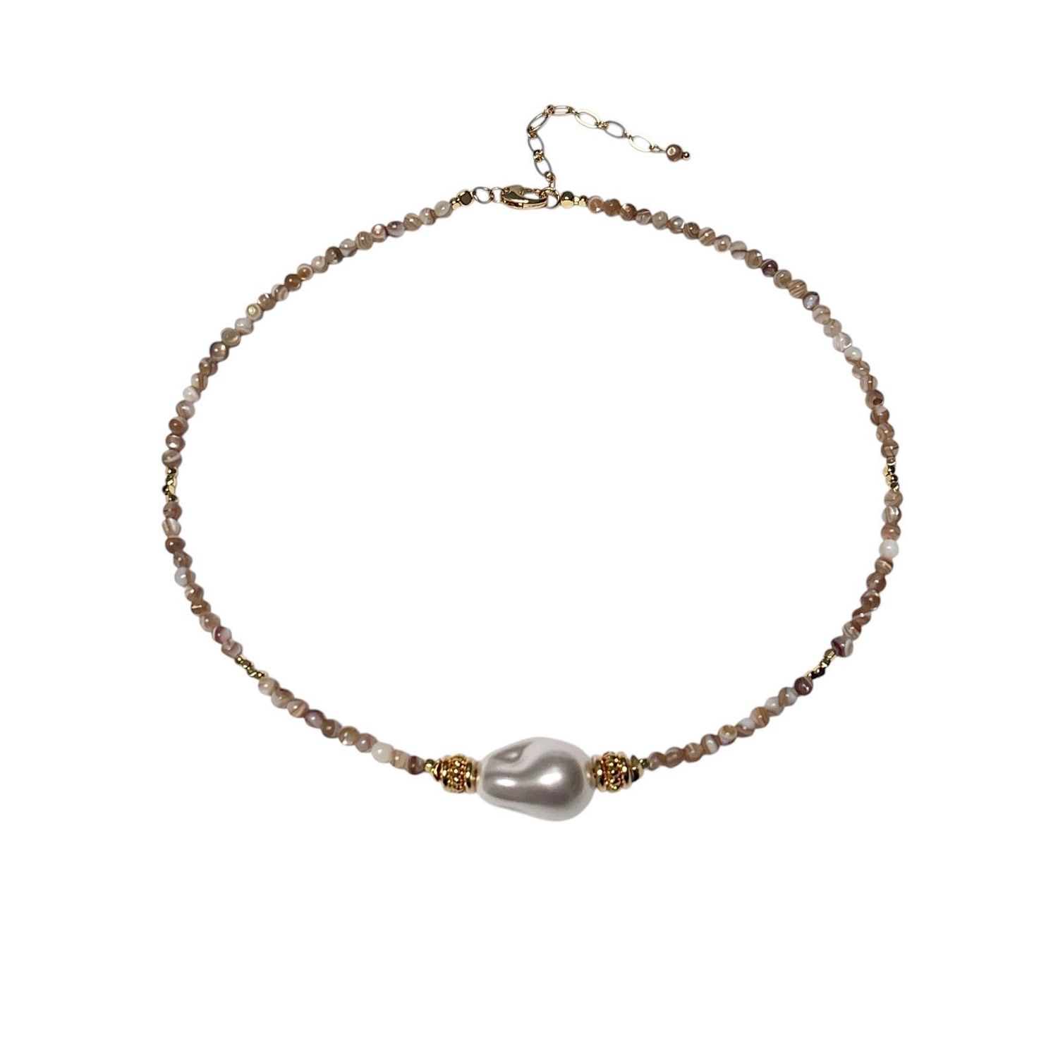 Shell Beaded Center Pearl Necklace