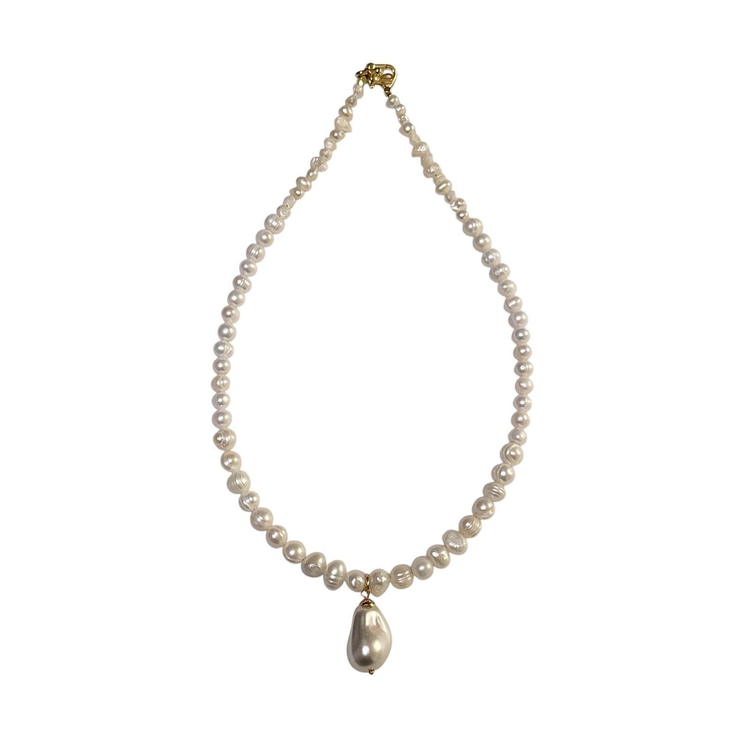 Large Freshwater Shell Beaded Pendant Necklace