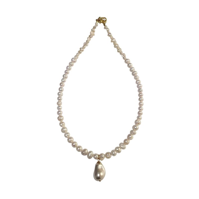 Large Freshwater Shell Beaded Pendant Necklace