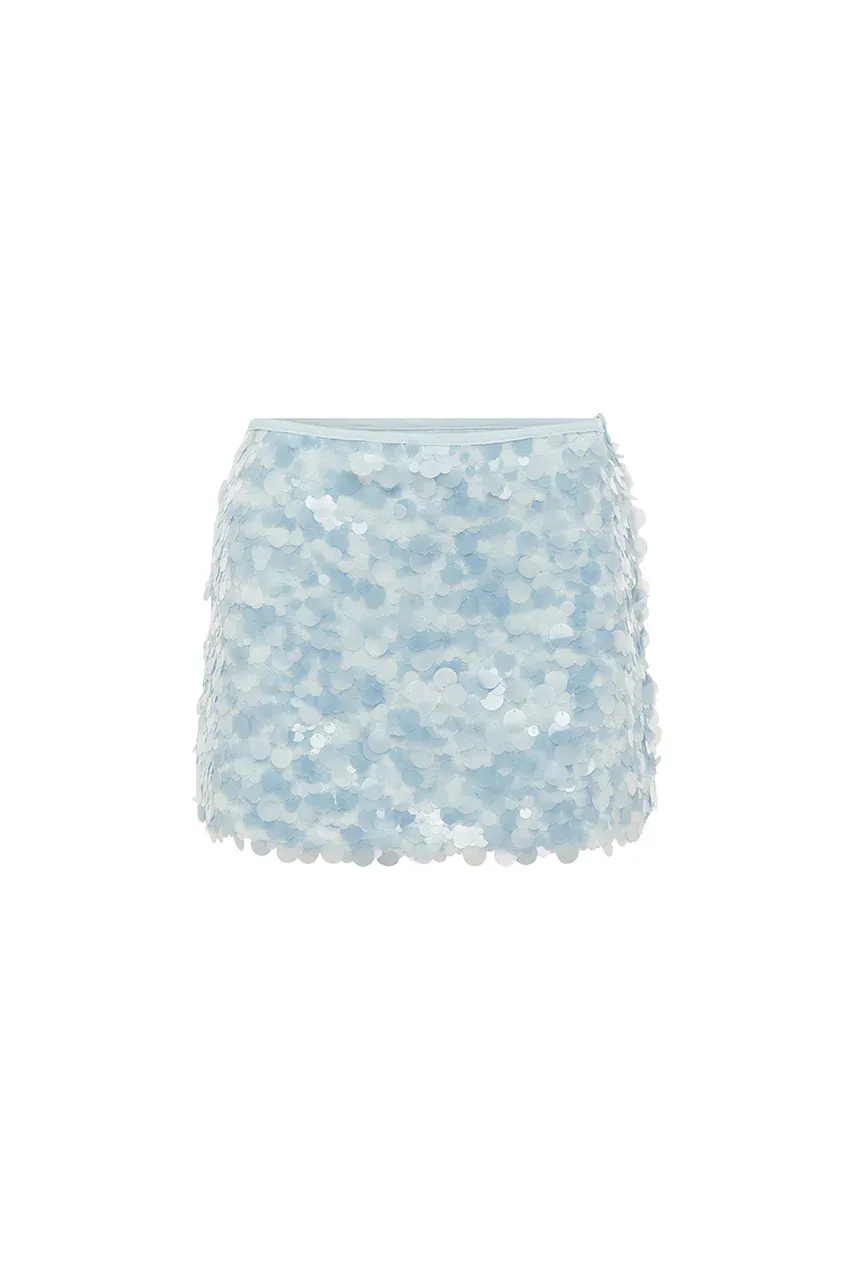 NOVA SEQUIN MINI SKIRT - BABY BLUE
