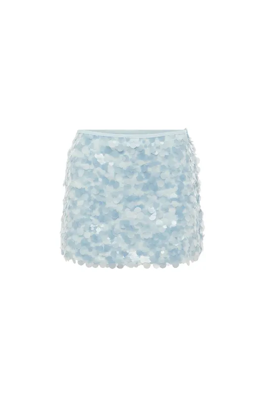 NOVA SEQUIN MINI SKIRT - BABY BLUE