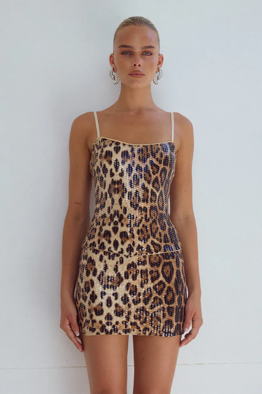 Lyra Mini Skirt - Leopard Print
