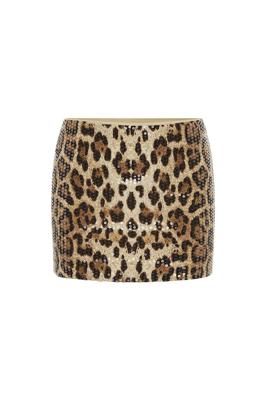 Lyra Mini Skirt - Leopard Print, Size: XS