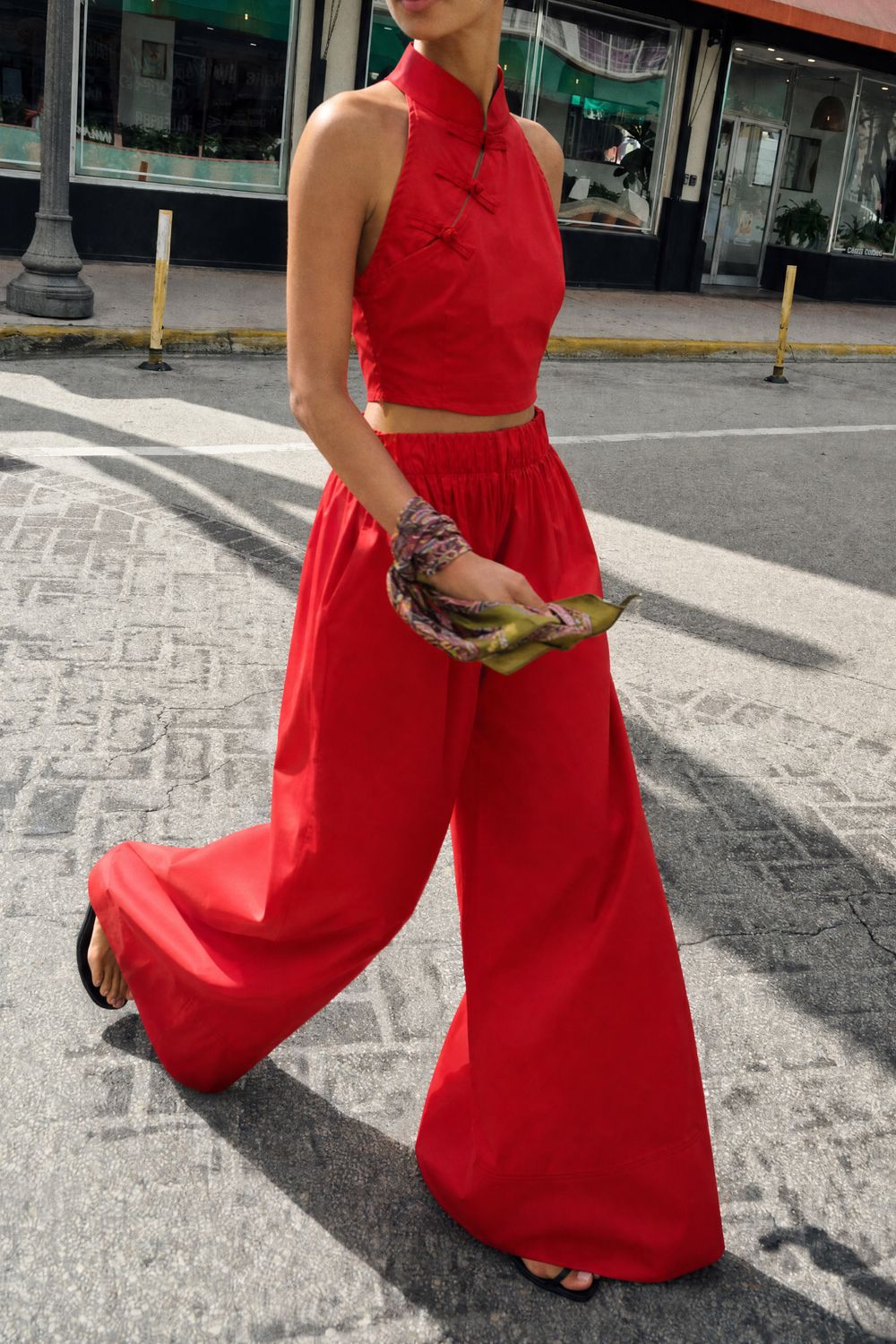 Poplin Crop Top, Color: Red, Size: S