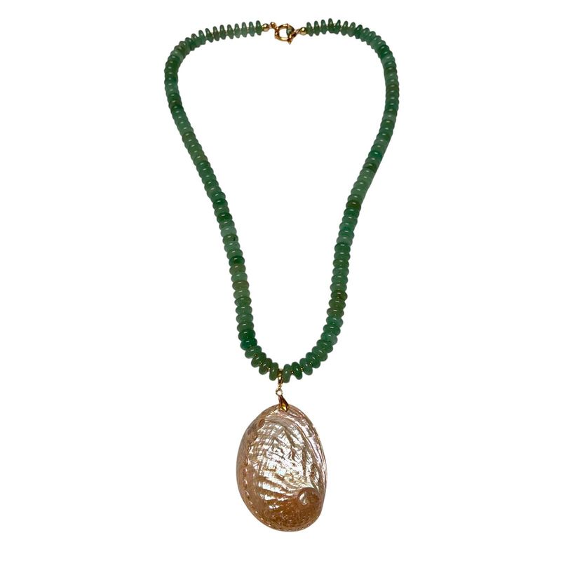 Long Jade Gemstone Shell Necklace