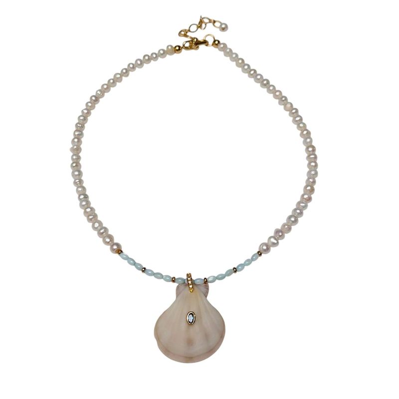 Pearl Beaded Large Shell Necklace