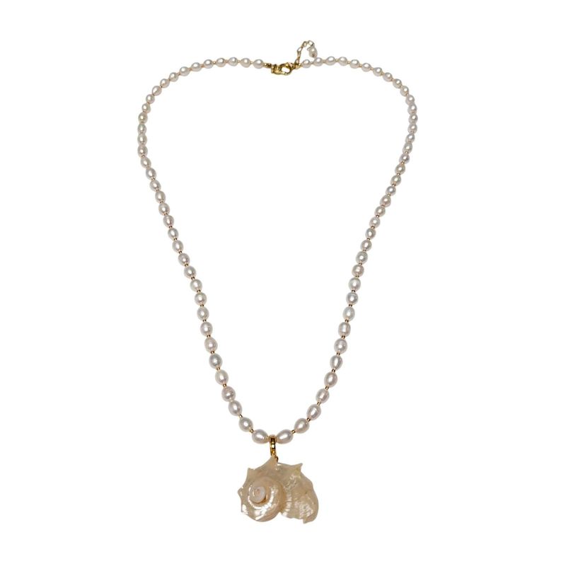 Long Shell Pearl Beaded Necklace
