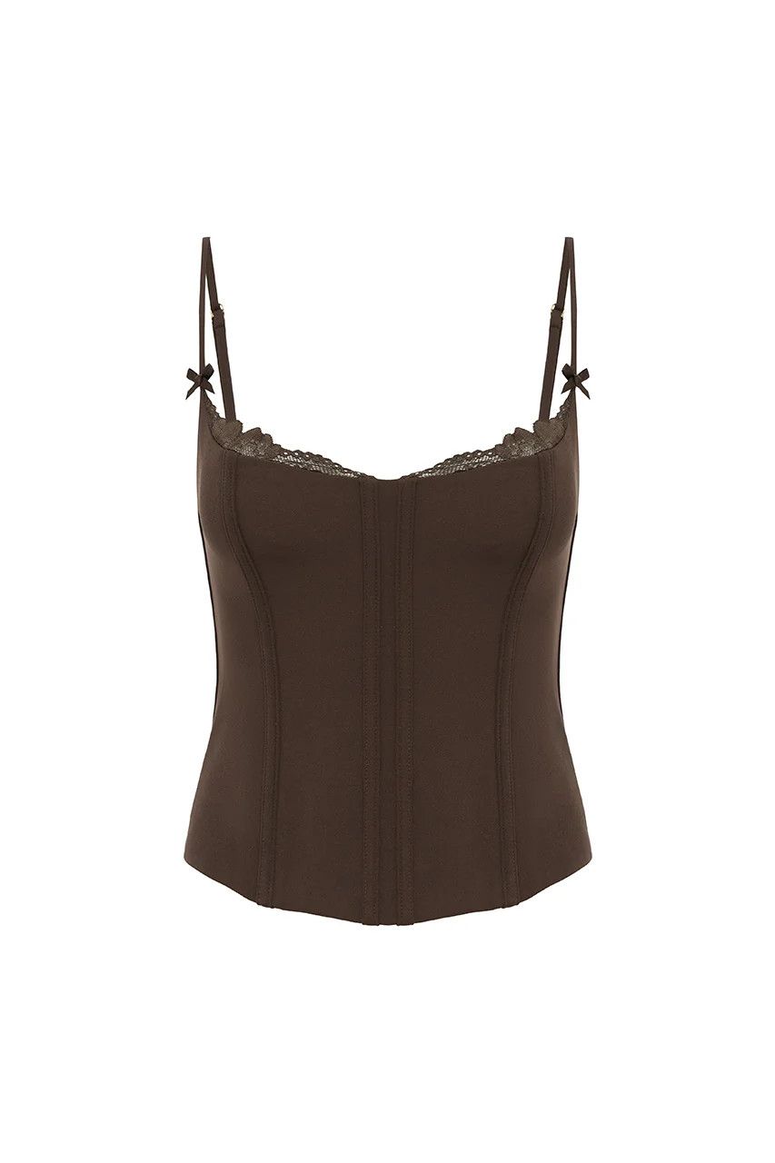 VALERIE LACE TRIM BUSTIER - CHOCOLATE VALERIE LACE TRIM BUSTIER - CHOCOLATE, Size: XS