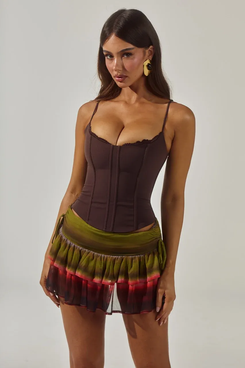 VALERIE LACE TRIM BUSTIER - CHOCOLATE VALERIE LACE TRIM BUSTIER - CHOCOLATE