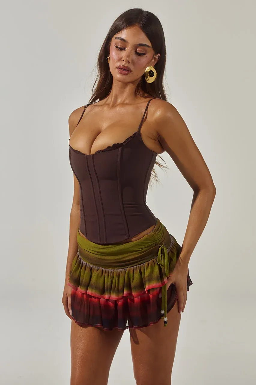 VALERIE LACE TRIM BUSTIER - CHOCOLATE VALERIE LACE TRIM BUSTIER - CHOCOLATE