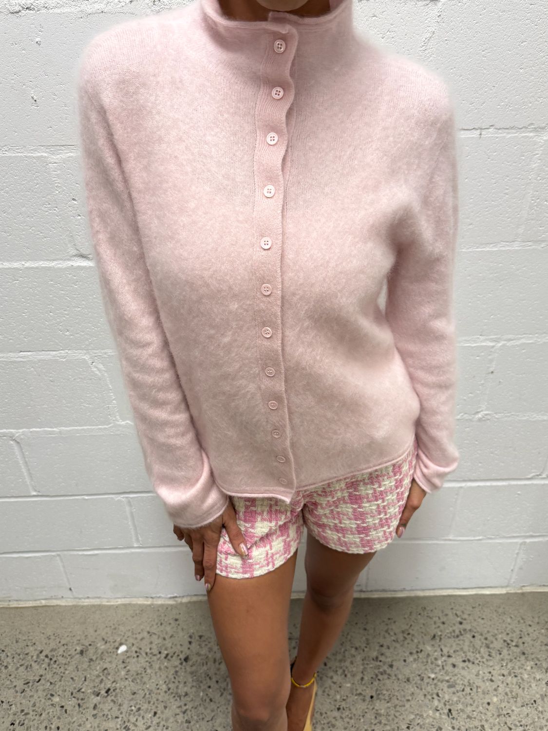 Wool, Cashmere & Silk Button up High Neck Sweater Wool, Cashmere & Silk Button up High Neck Sweater