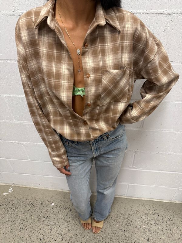 Beige Oversized Flannel