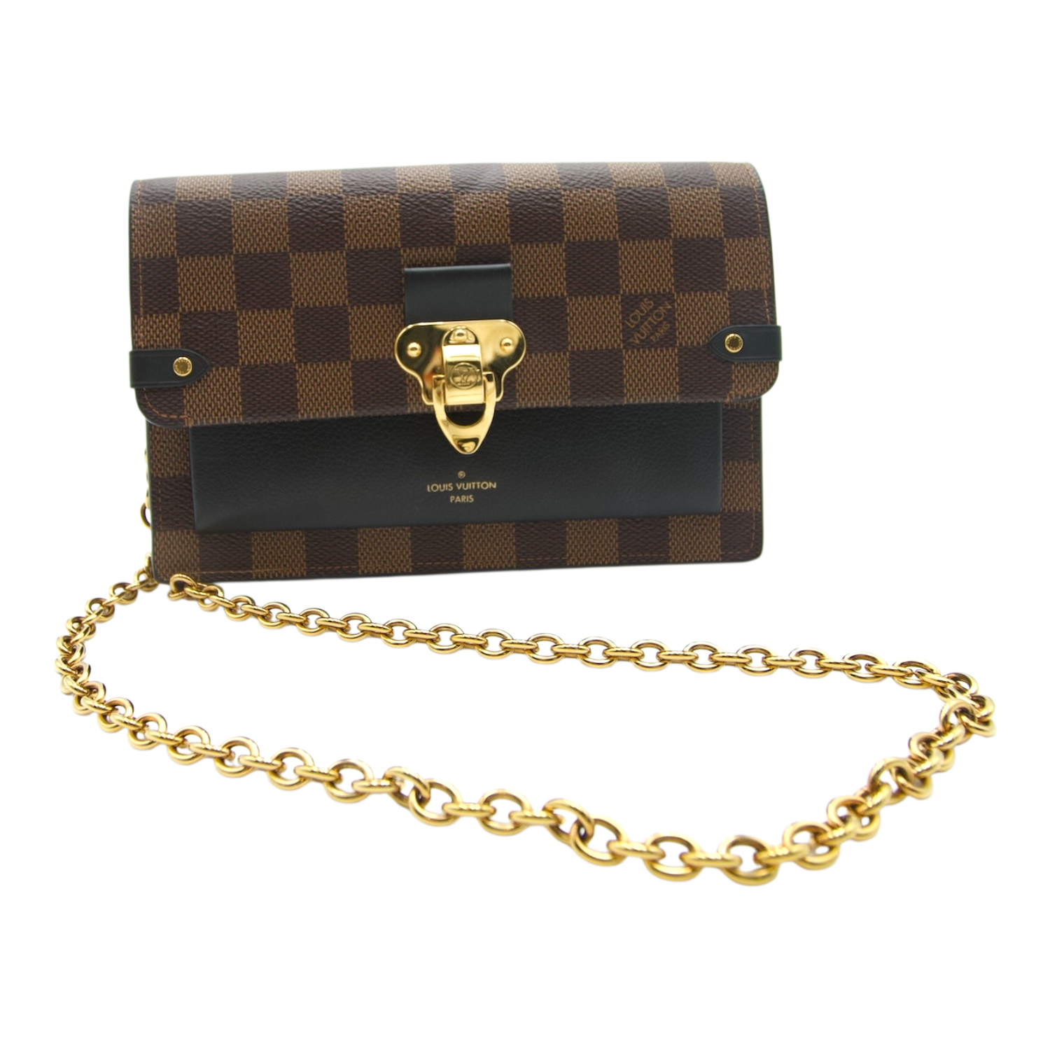Louis Vuitton Flore Chain Wallet in Damier Ebene Canvas