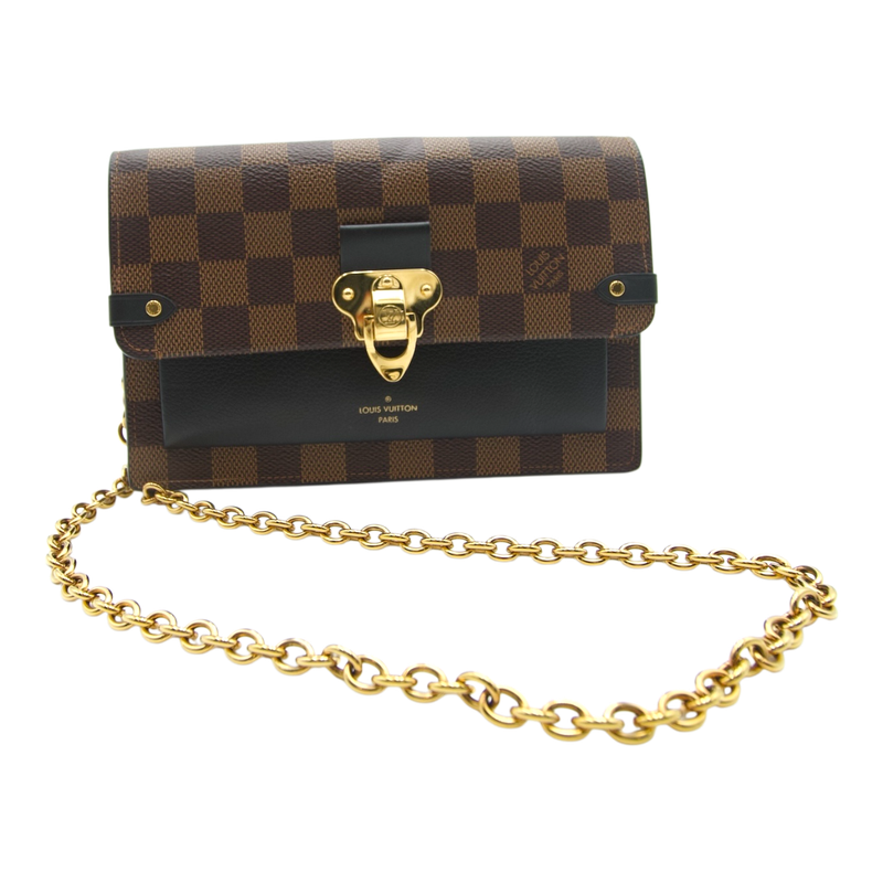 Louis Vuitton Flore Chain Wallet in Damier Ebene Canvas