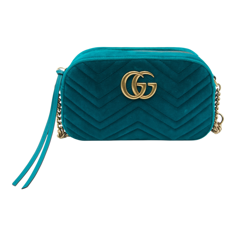 Gucci Marmont  Velvet Shoulder Bag – Teal