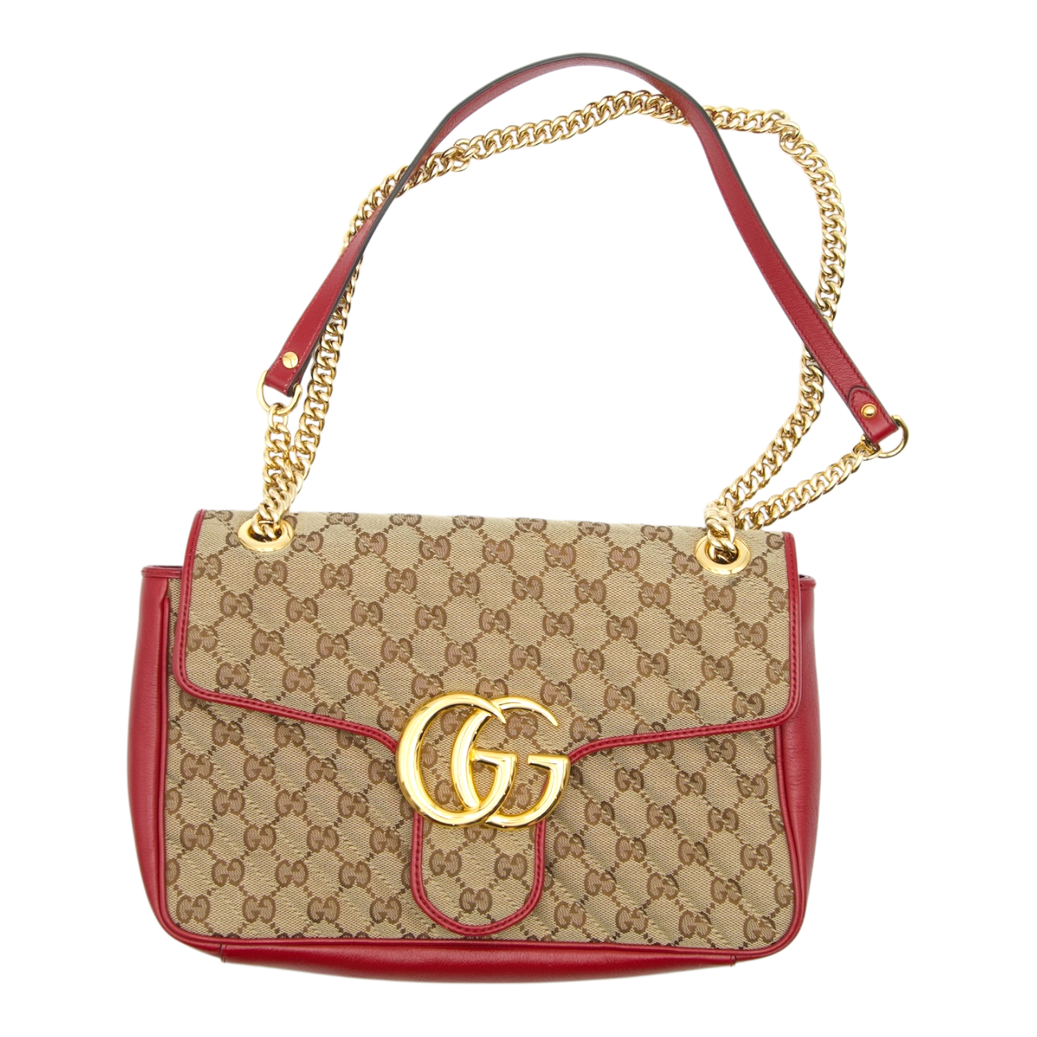 Marmont Small Shoulder Bag – Beige/Red