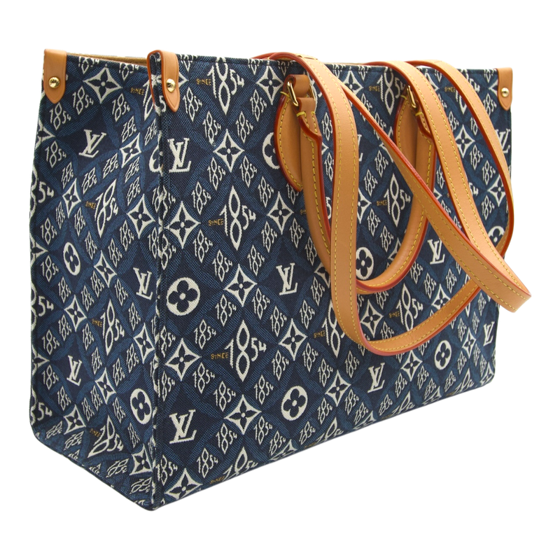 Louis Vuitton OnTheGo GM Tote 1854 Jacquard Canvas, Navy Blue and White